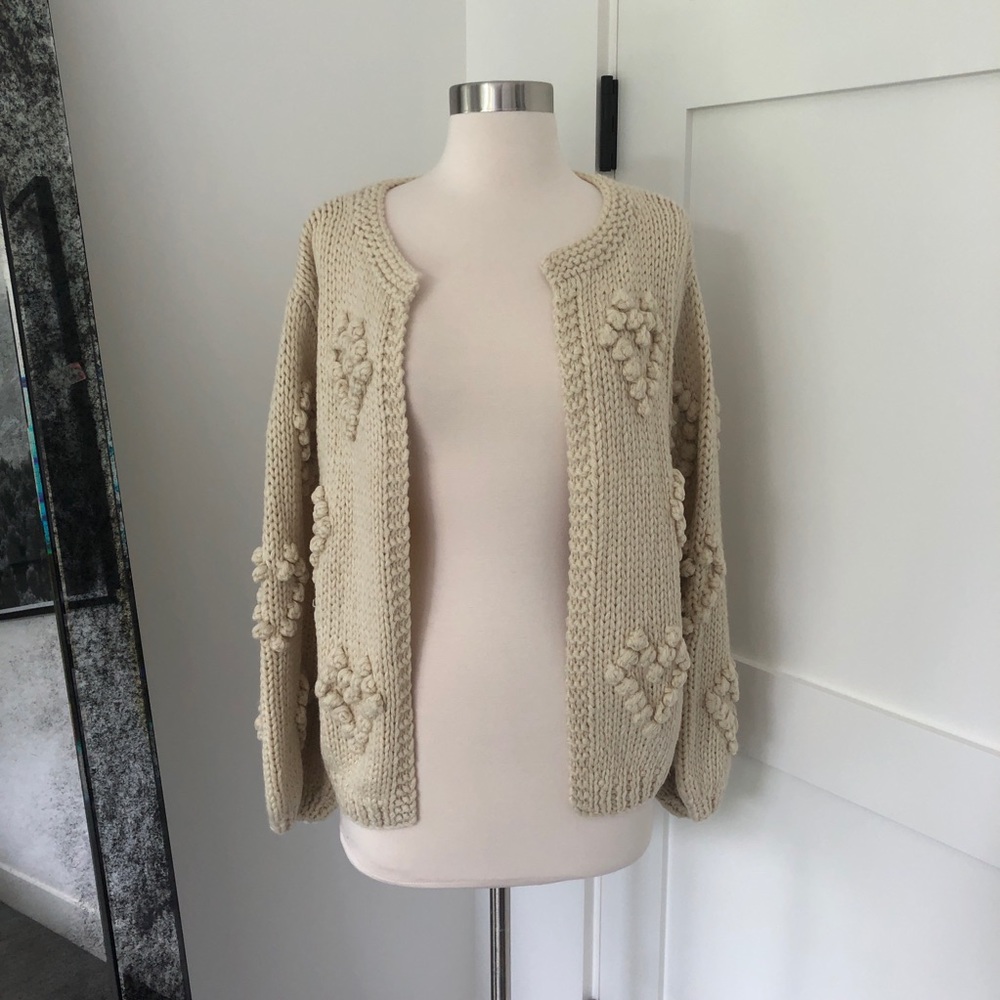 Anthropologie Heart Pom cardigan